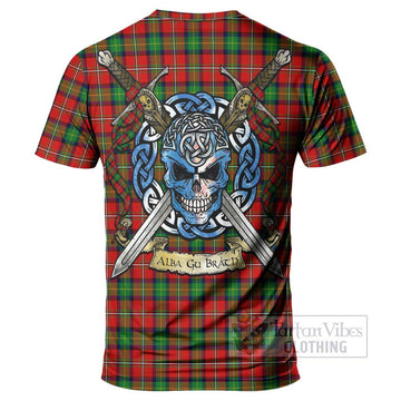 Fairlie Tartan T-Shirt with Family Crest Celtic Skull Style