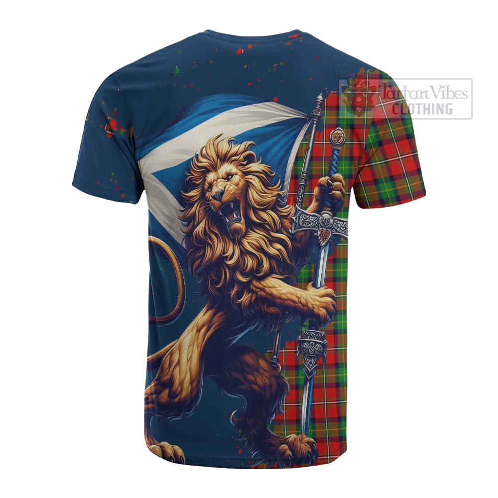 Tartan Vibes Clothing Fairlie Tartan Family Crest Cotton T-shirt with Scottish Majestic Lion