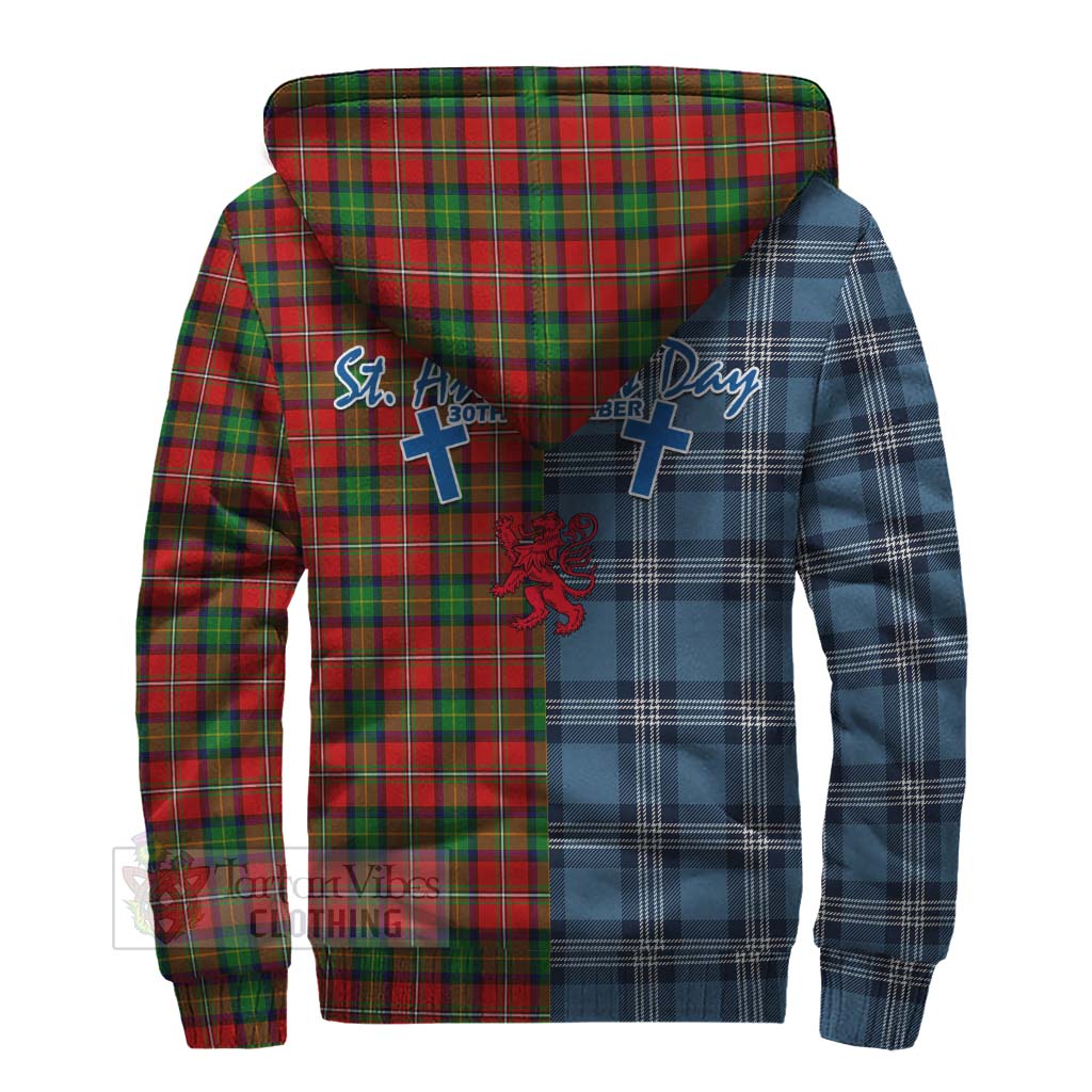 Tartan Vibes Clothing Fairlie Tartan Sherpa Hoodie Happy St. Andrew's Day Half Tartan Style