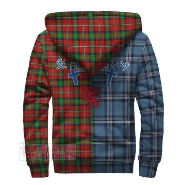 Fairlie Tartan Sherpa Hoodie Happy St. Andrew's Day Half Tartan Style