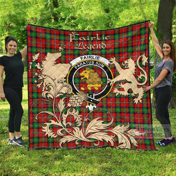 Fairlie Tartan Quilt with Family Crest and Scottish Symbol Style