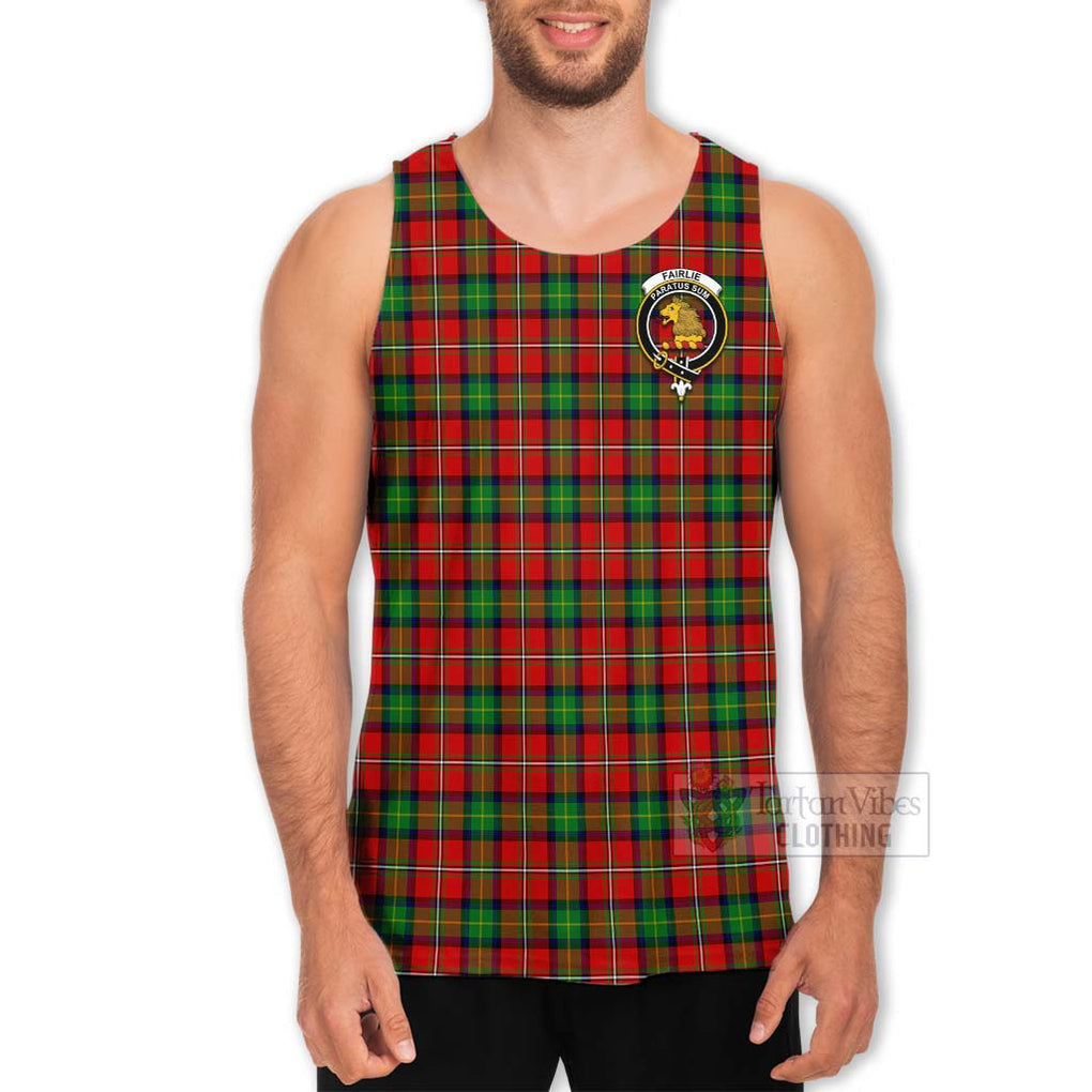 Tartan Vibes Clothing Fairlie Tartan Men's Tank Top with Family Crest Celtic Skull Style