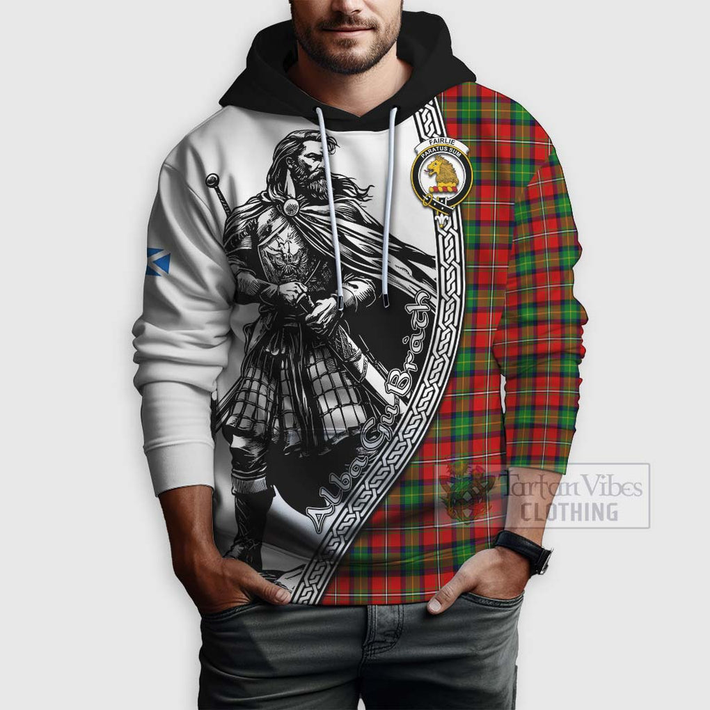 Tartan Vibes Clothing Fairlie Tartan Clan Crest Hoodie with Highlander Warrior Celtic Style