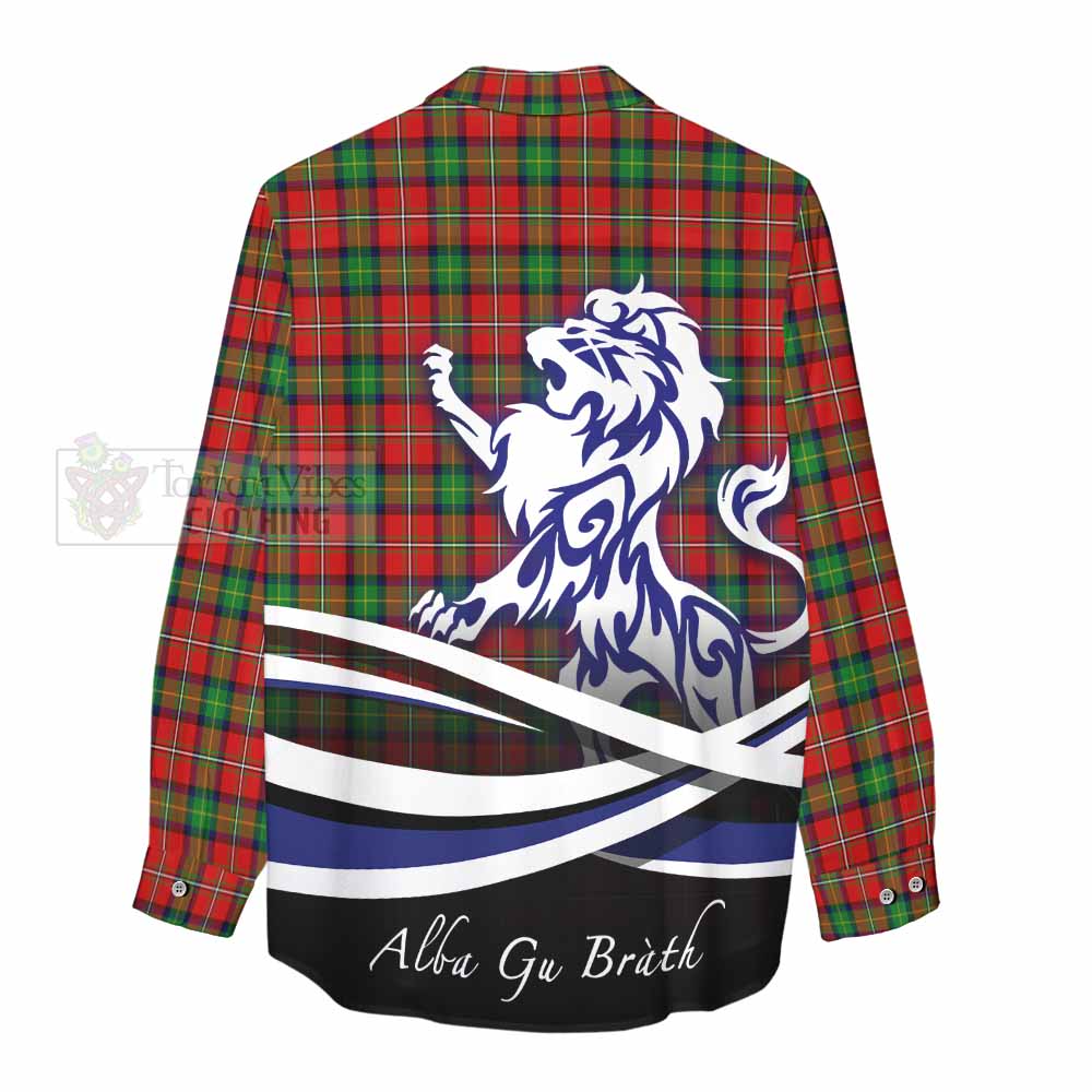 Tartan Vibes Clothing Fairlie Tartan Women's Casual Shirt with Alba Gu Brath Regal Lion Emblem