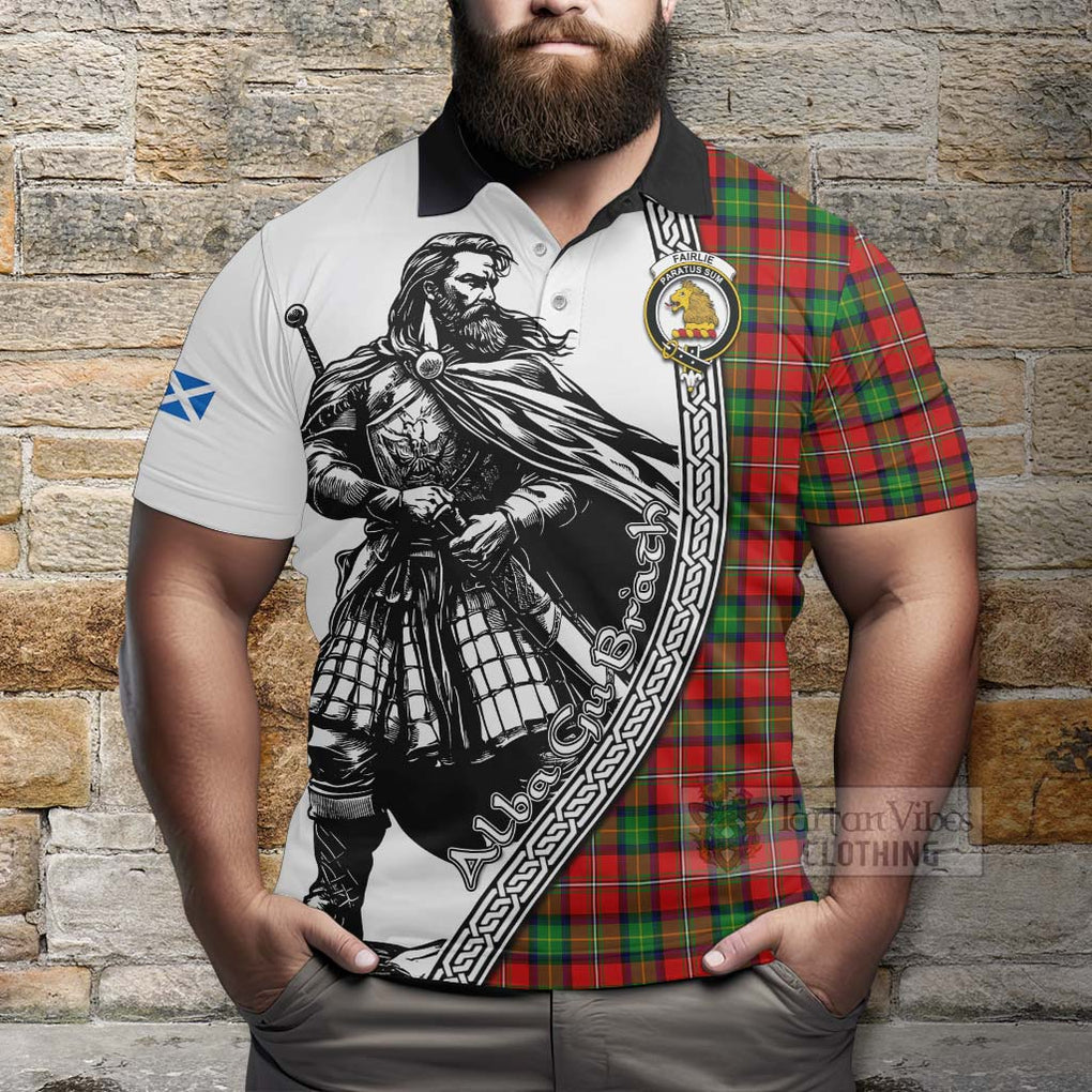 Tartan Vibes Clothing Fairlie Tartan Clan Crest Polo Shirt with Highlander Warrior Celtic Style