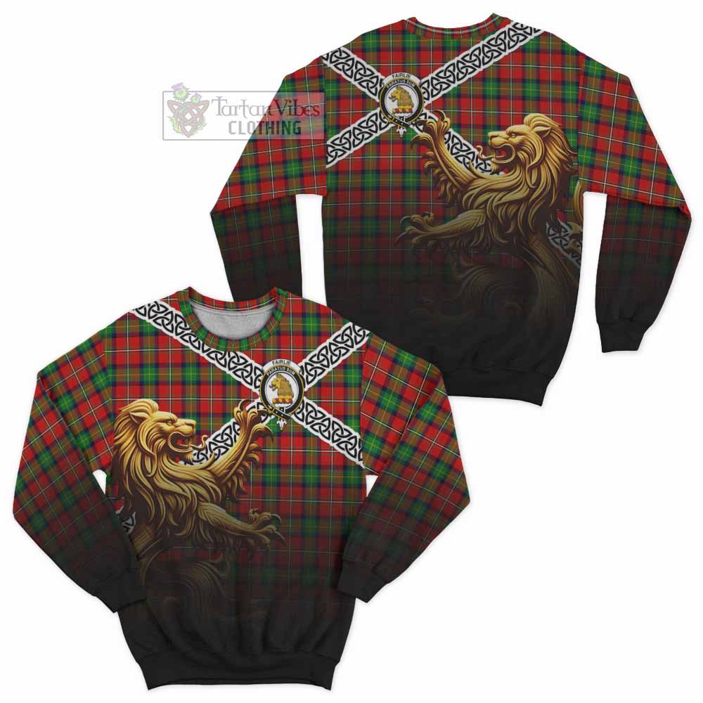 Fairlie Crest Tartan Sweatshirt with Golden Lion Emblem Celtic Style - Tartan Vibes Clothing