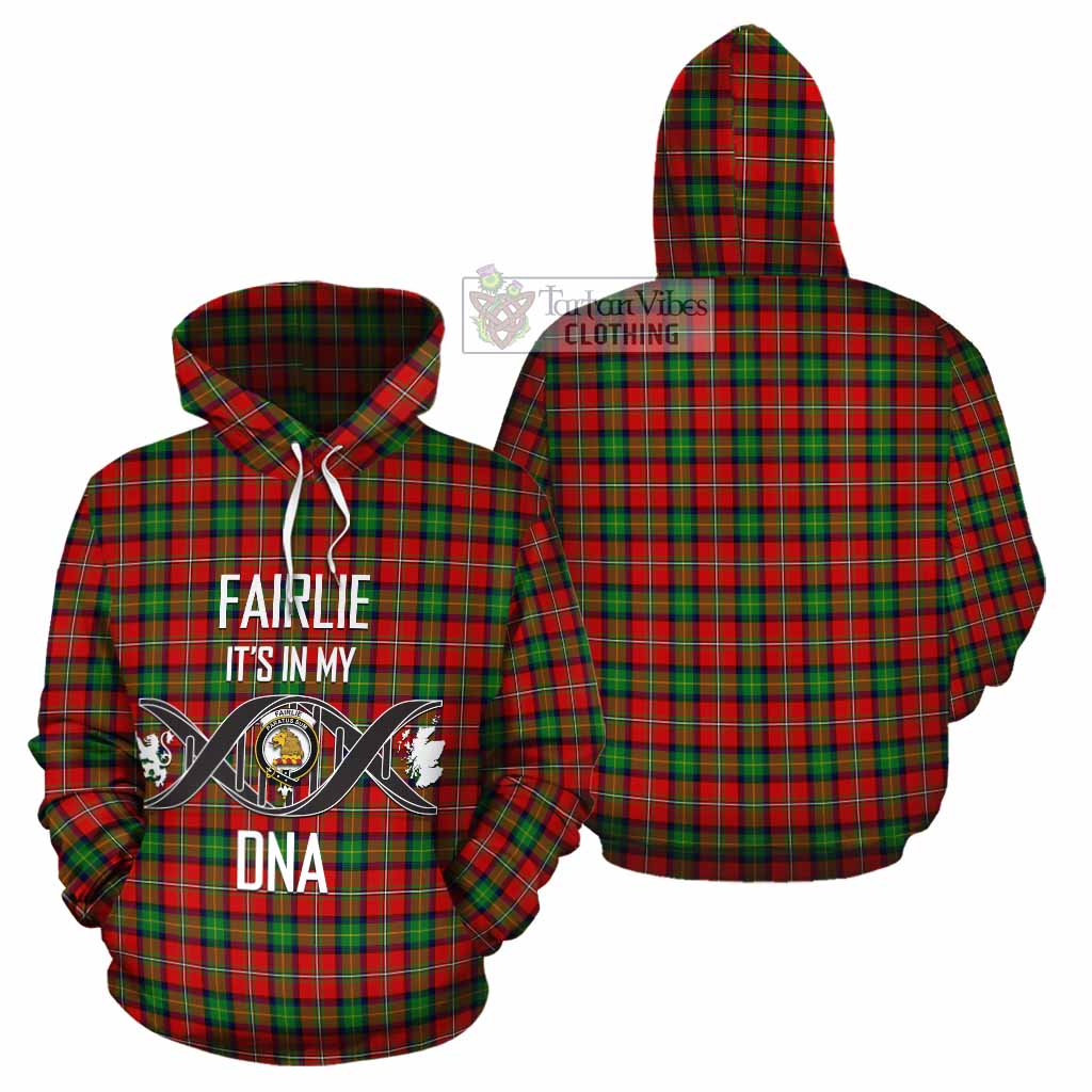 Tartan Vibes Clothing Fairlie Tartan Cotton Hoodie with Family Crest DNA In Me Style