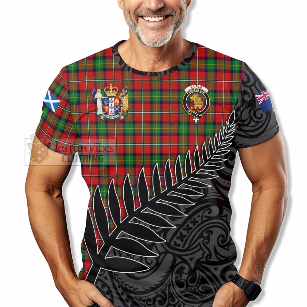 Tartan Vibes Clothing Fairlie Crest Tartan T-Shirt with New Zealand Silver Fern Half Style