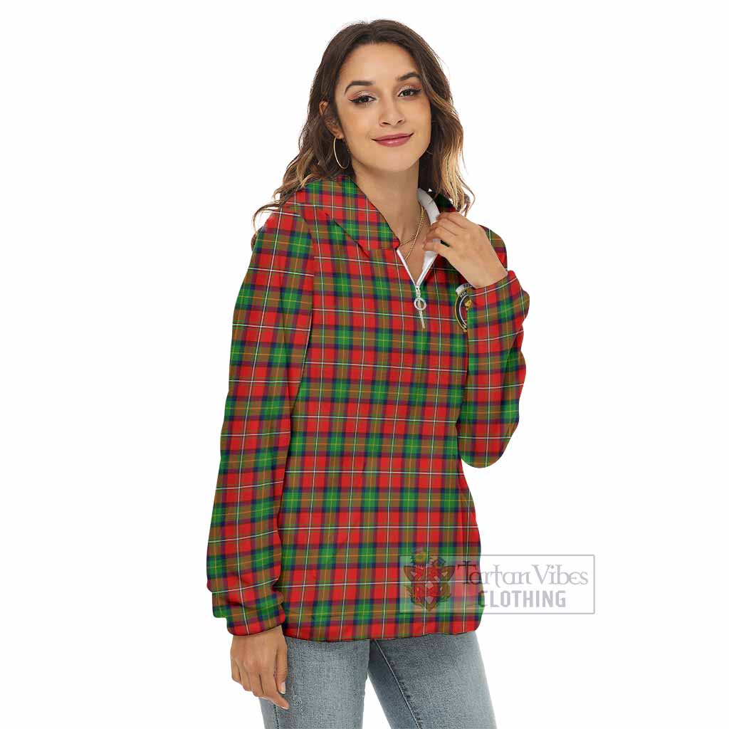 Fairlie Tartan Women's Borg Fleece Hoodie with Half Zip with Family Crest - Tartan Vibes Clothing