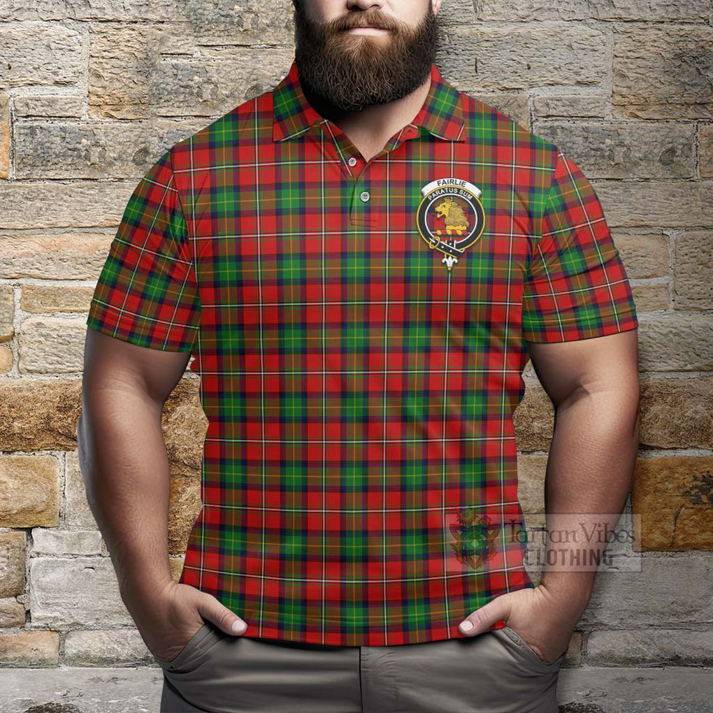 Tartan Vibes Clothing Fairlie Tartan Polo Shirt with Family Crest and Bearded Skull Holding Bottles of Whiskey