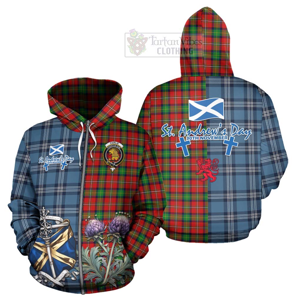 Tartan Vibes Clothing Fairlie Tartan Hoodie Happy St. Andrew's Day Half Tartan Style