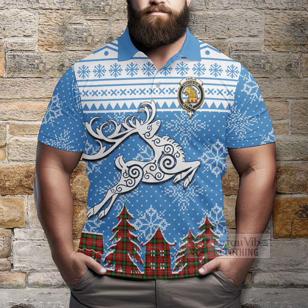 Tartan Vibes Clothing Fairlie Clan Christmas Polo Shirt Celtic Reindeer Style