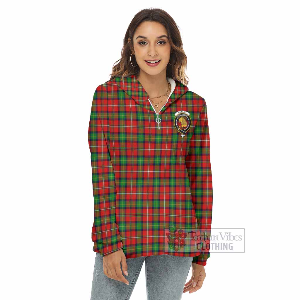 Fairlie Tartan Women's Borg Fleece Hoodie with Half Zip with Family Crest - Tartan Vibes Clothing