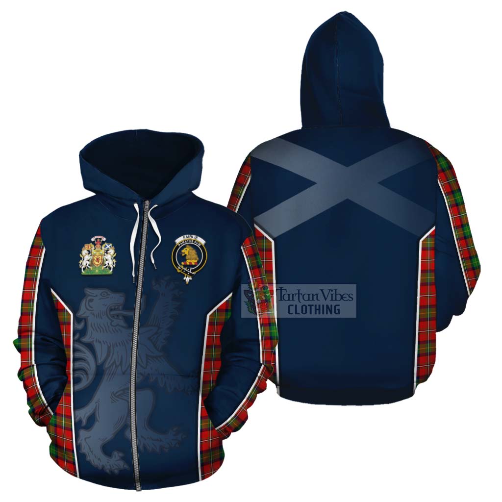 Tartan Vibes Clothing Fairlie Tartan Cotton Hoodie with Family Crest and Lion Rampant Vibes Sport Style