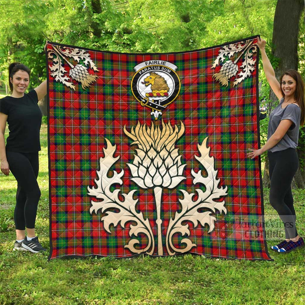 Tartan Vibes Clothing Fairlie Tartan Quilt with Family Crest and Golden Thistle Style