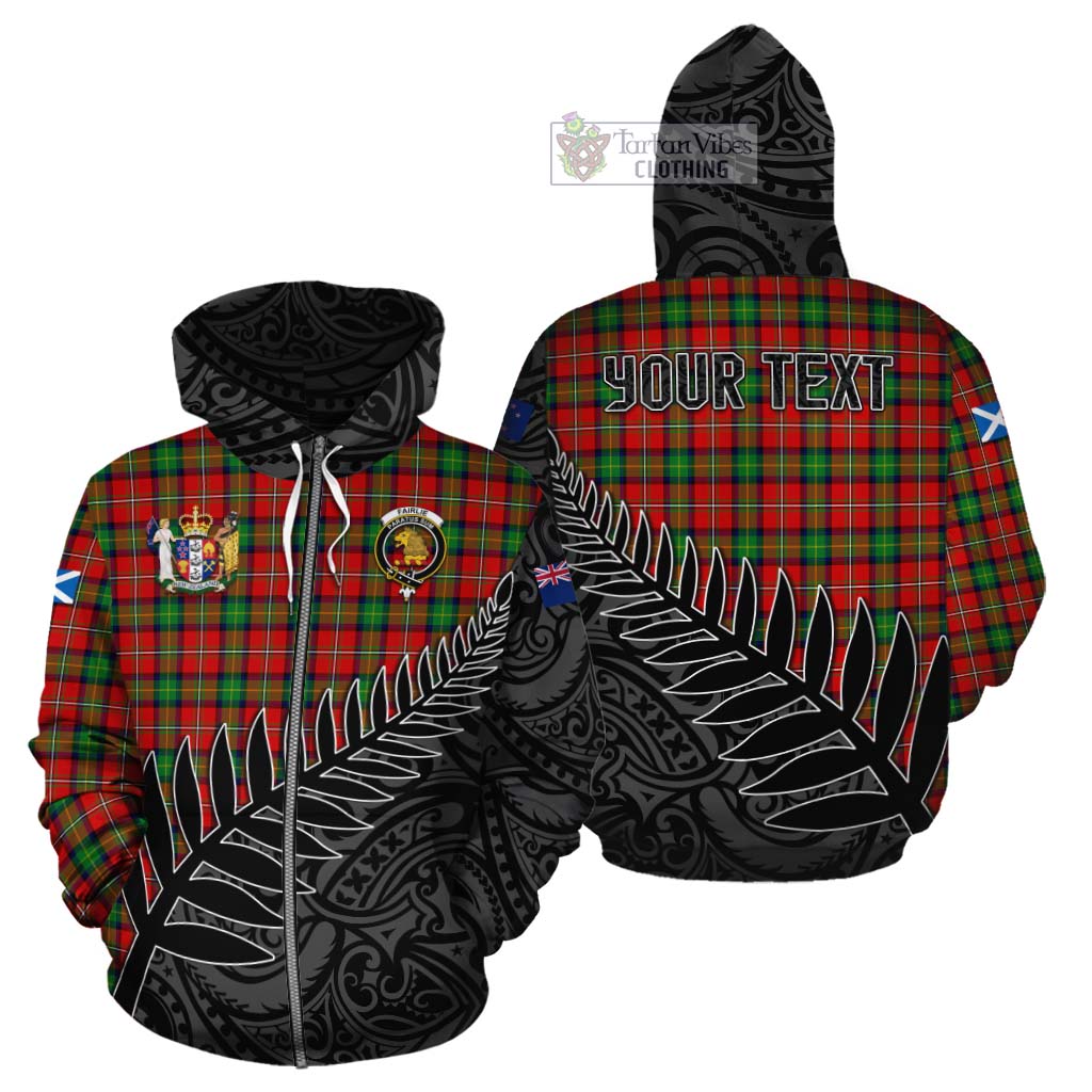 Tartan Vibes Clothing Fairlie Crest Tartan Cotton Hoodie with New Zealand Silver Fern Half Style