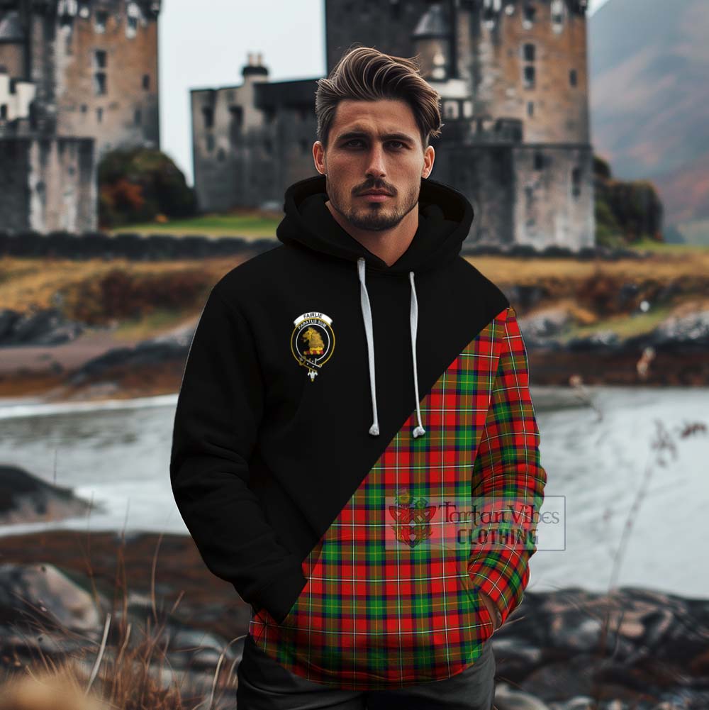 Tartan Vibes Clothing Fairlie Tartan Cotton Hoodie with Family Crest and Military Logo Style