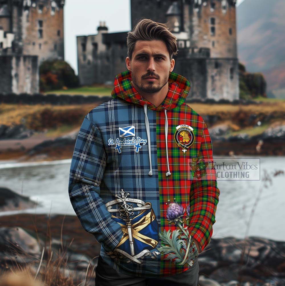 Tartan Vibes Clothing Fairlie Tartan Cotton Hoodie Happy St. Andrew's Day Half Tartan Style