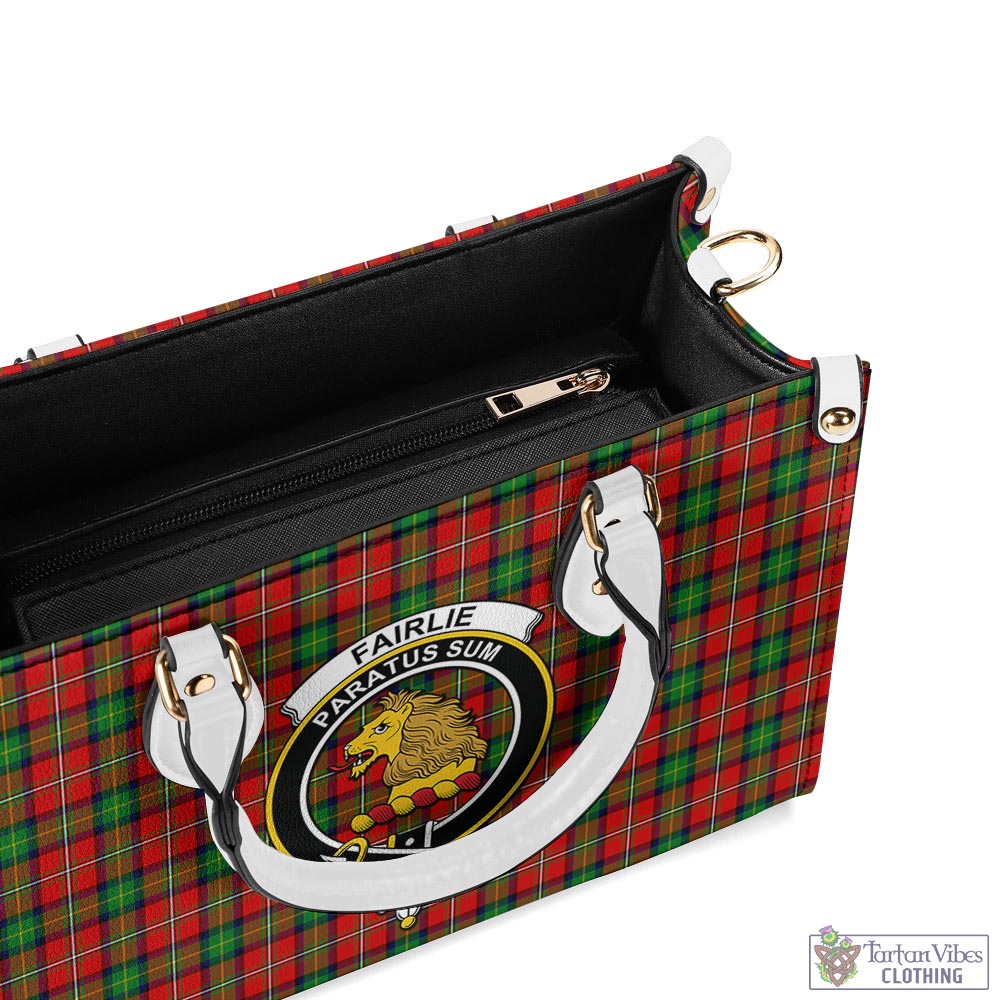 Tartan Vibes Clothing Fairlie Modern Tartan Luxury Leather Handbags with Family Crest