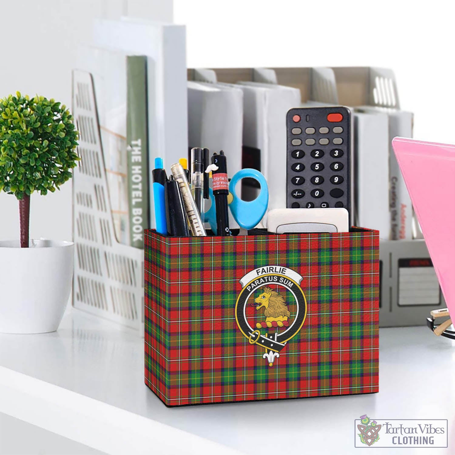 Tartan Vibes Clothing Fairlie Modern Tartan Pen Holder with Family Crest