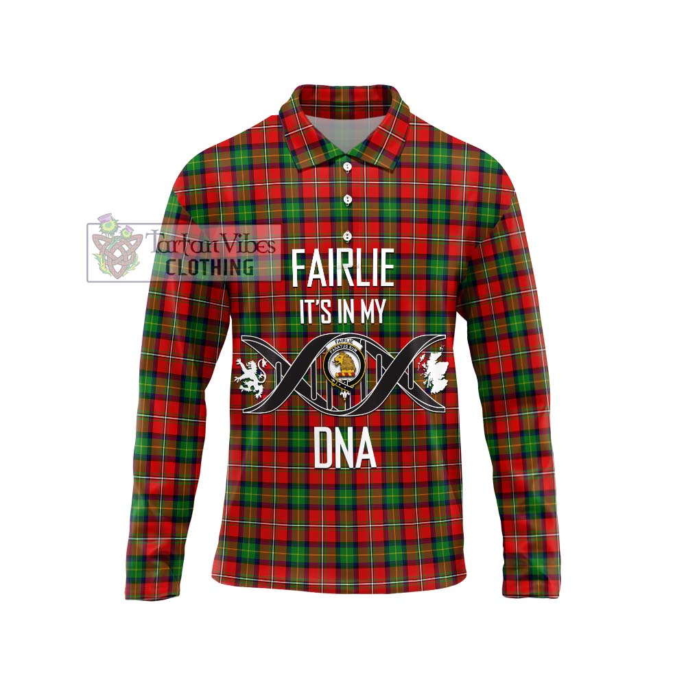 Fairlie Tartan Long Sleeve Polo Shirt with Family Crest DNA In Me Style Unisex - Tartanvibesclothing Shop