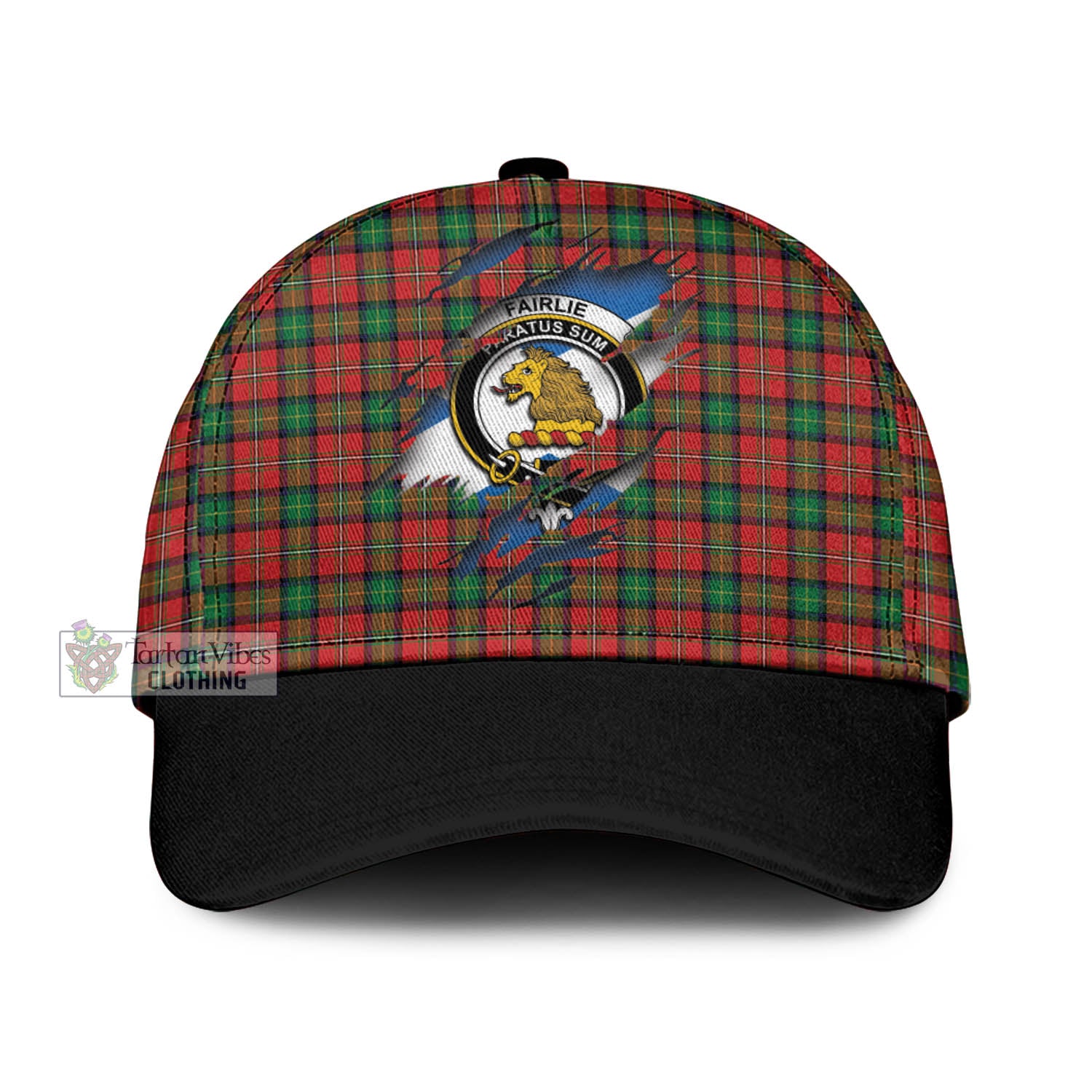 Tartan Vibes Clothing Fairlie Modern Tartan Classic Cap with Family Crest In Me Style