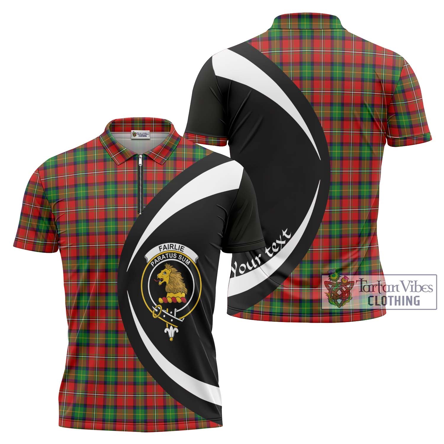 Tartan Vibes Clothing Fairlie Modern Tartan Zipper Polo Shirt with Family Crest Circle Style