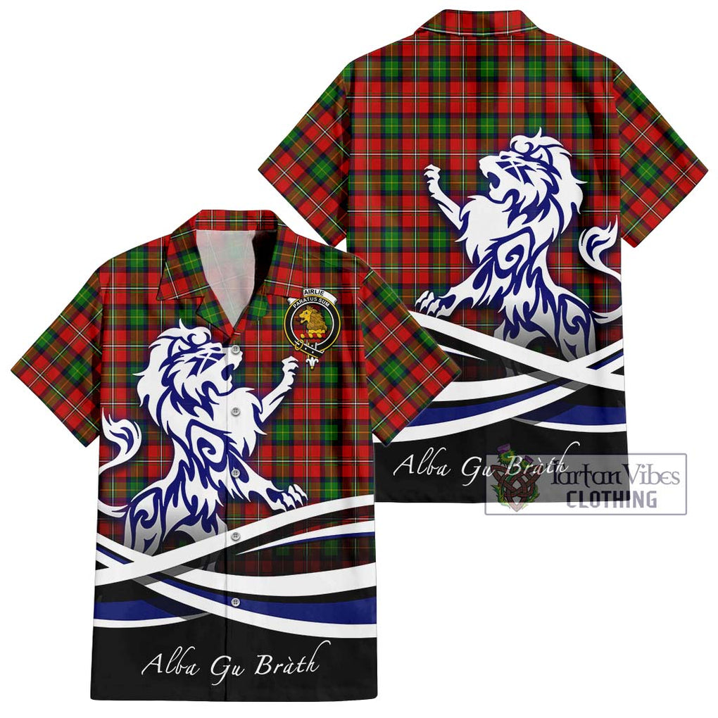 Fairlie Tartan Short Sleeve Button Shirt with Alba Gu Brath Regal Lion Emblem Kid - Tartanvibesclothing Shop