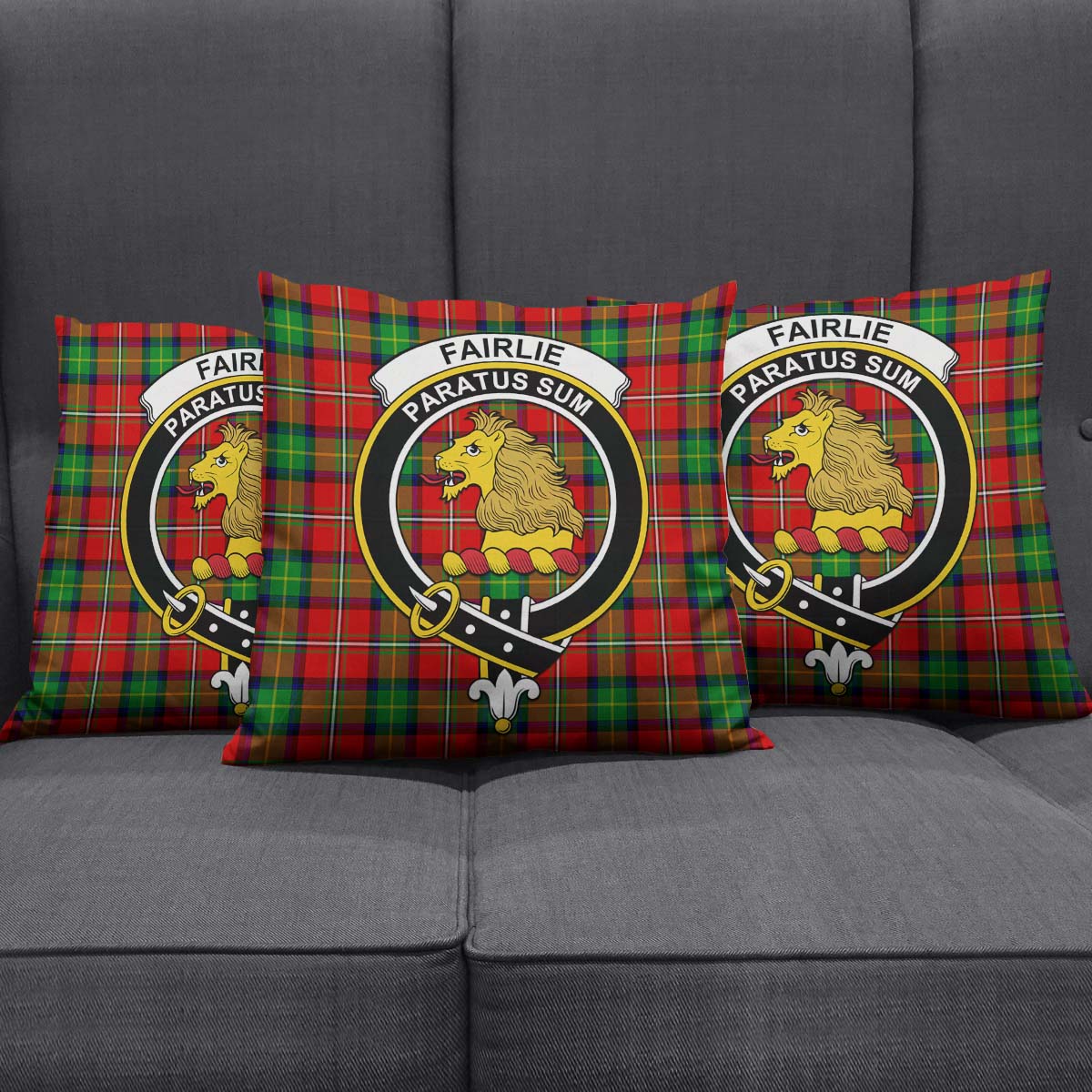 Fairlie Modern Tartan Pillow Cover with Family Crest Square Pillow Cover - Tartanvibesclothing