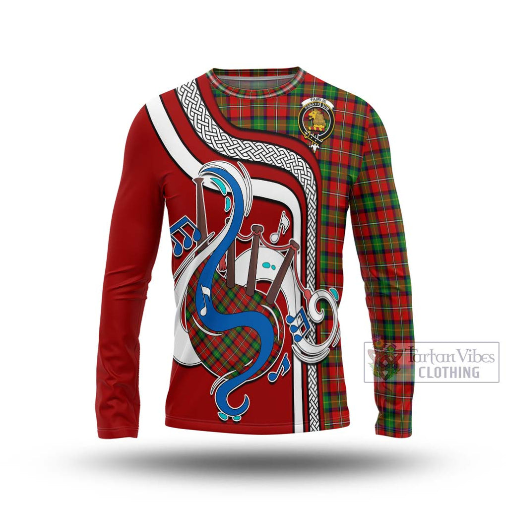 Tartan Vibes Clothing Fairlie Modern Tartan Long Sleeve T-Shirt with Epic Bagpipe Style