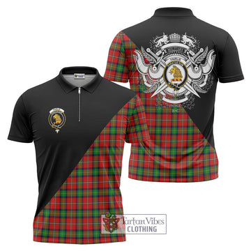 Fairlie Tartan Zipper Polo Shirt with Family Crest and Military Logo Style