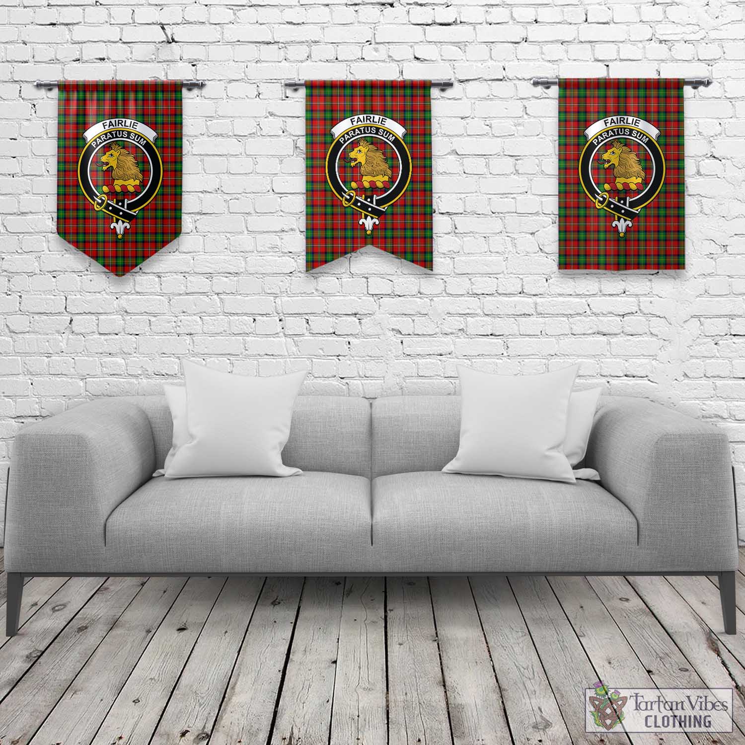 Tartan Vibes Clothing Fairlie Modern Tartan Gonfalon, Tartan Banner with Family Crest