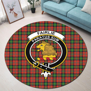 Fairlie Tartan Round Rug with Family Crest