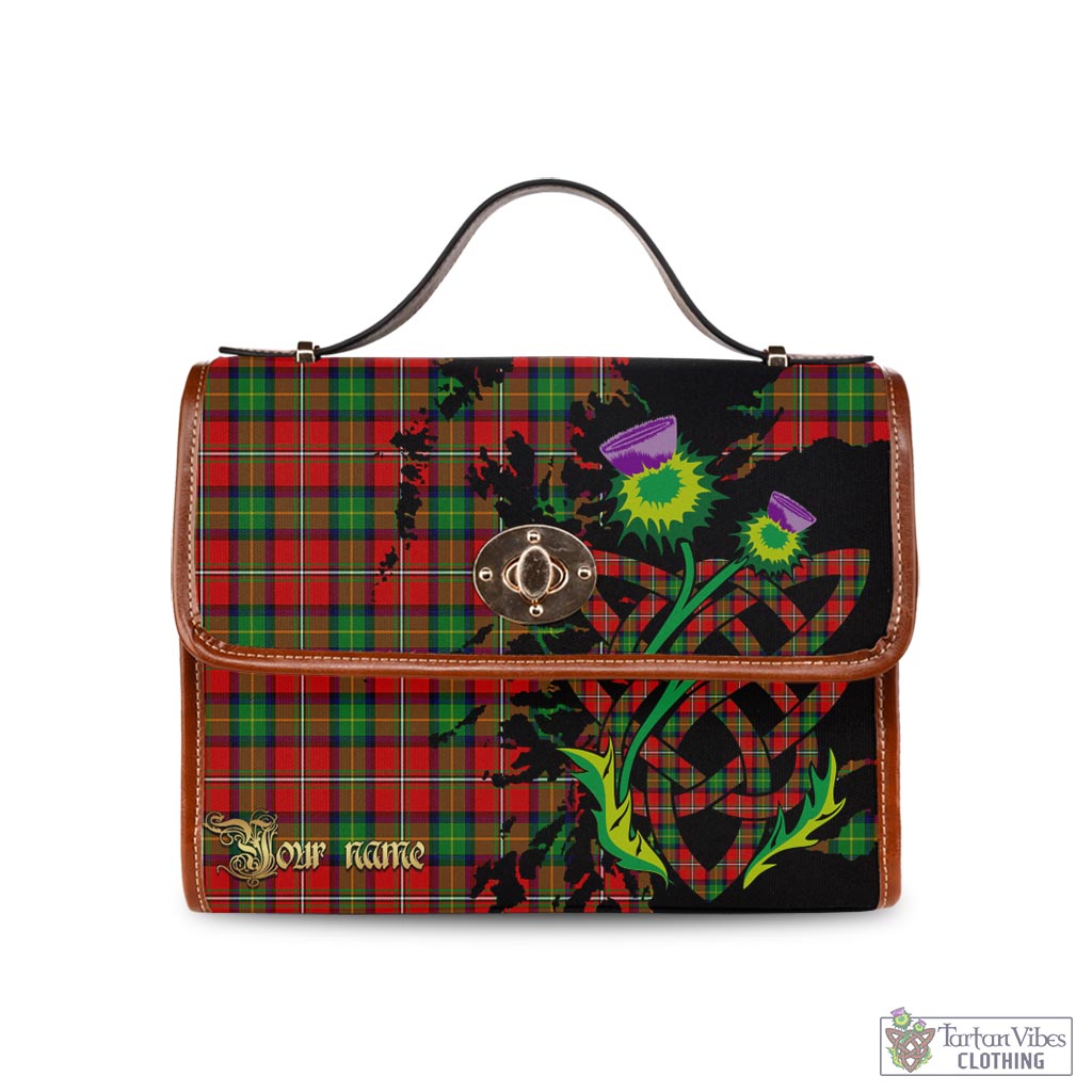 Tartan Vibes Clothing Fairlie Modern Tartan Waterproof Canvas Bag with Scotland Map and Thistle Celtic Accents