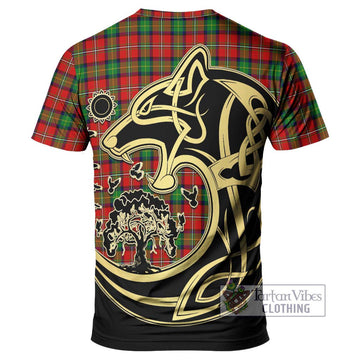 Fairlie Tartan T-Shirt with Family Crest Celtic Wolf Style