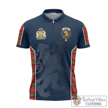 Fairlie Tartan Zipper Polo Shirt with Family Crest and Lion Rampant Vibes Sport Style