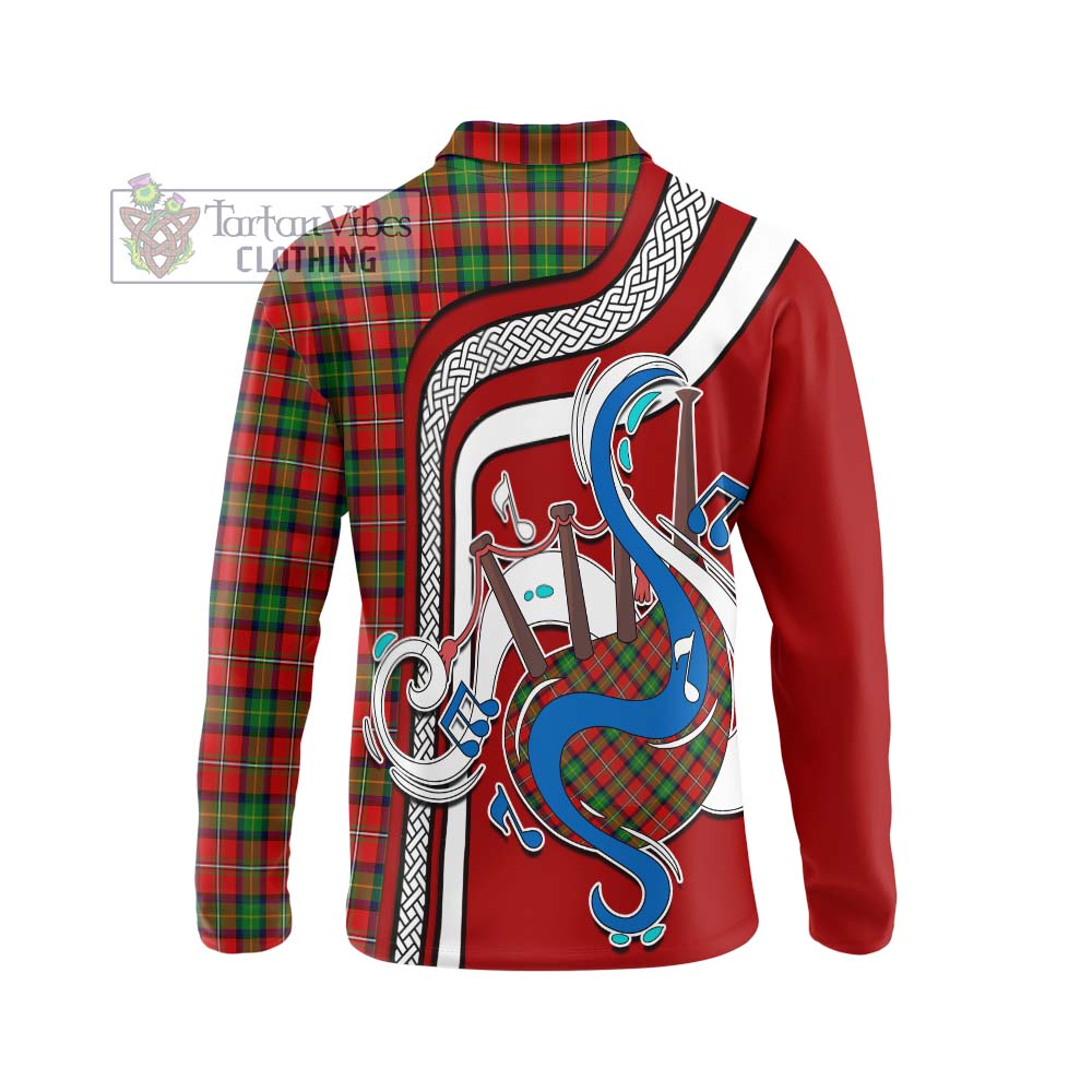 Tartan Vibes Clothing Fairlie Modern Tartan Long Sleeve Polo Shirt with Epic Bagpipe Style