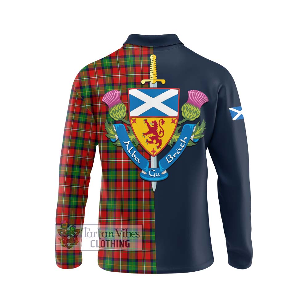 Tartan Vibes Clothing Fairlie Modern Tartan Long Sleeve Polo Shirt with Scottish Lion Royal Arm Half Style