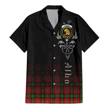 Fairlie Tartan Short Sleeve Button Up Shirt Featuring Alba Gu Brath Family Crest Celtic Inspired