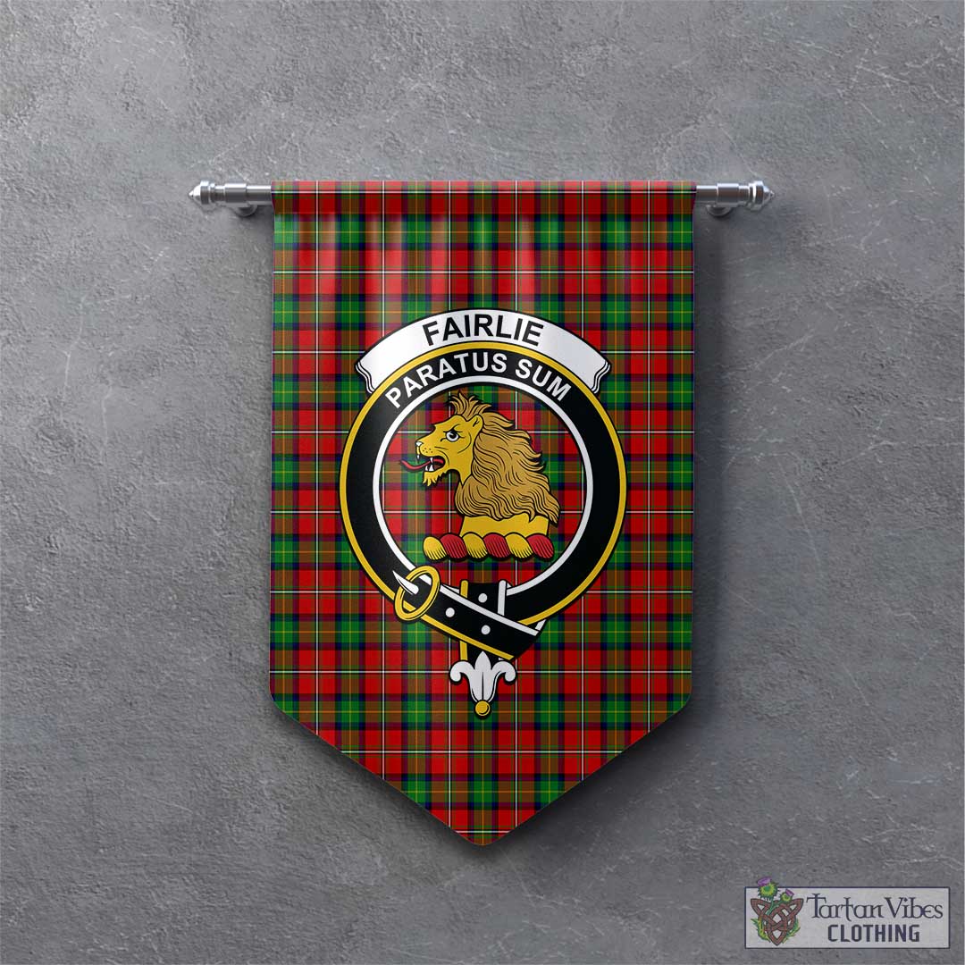 Tartan Vibes Clothing Fairlie Modern Tartan Gonfalon, Tartan Banner with Family Crest