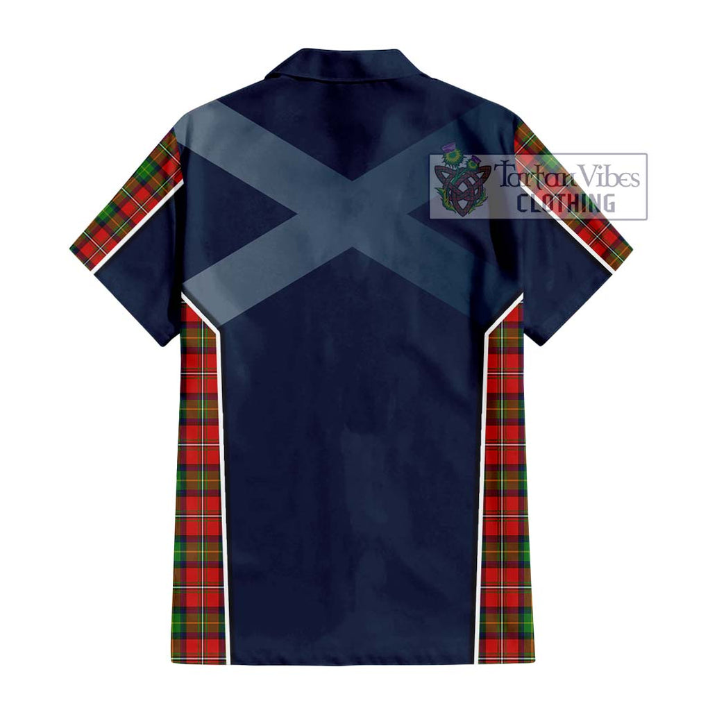 Fairlie Tartan Short Sleeve Button Shirt with Family Crest and Lion Rampant Vibes Sport Style - Tartan Vibes Clothing