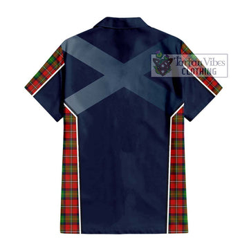 Fairlie Tartan Short Sleeve Button Shirt with Family Crest and Lion Rampant Vibes Sport Style