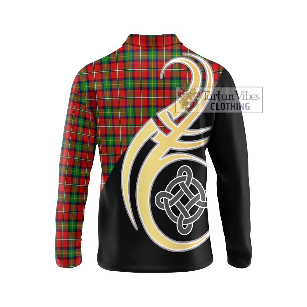 Fairlie Tartan Long Sleeve Polo Shirt with Family Crest and Celtic Symbol Style - Tartan Vibes Clothing