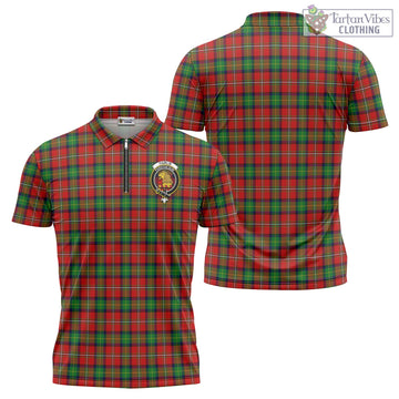 Fairlie Tartan Zipper Polo Shirt with Family Crest