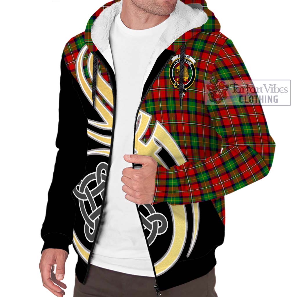 Fairlie Tartan Sherpa Hoodie with Family Crest and Celtic Symbol Style - Tartan Vibes Clothing