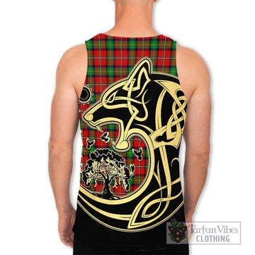 Fairlie Tartan Men's Tank Top with Family Crest Celtic Wolf Style