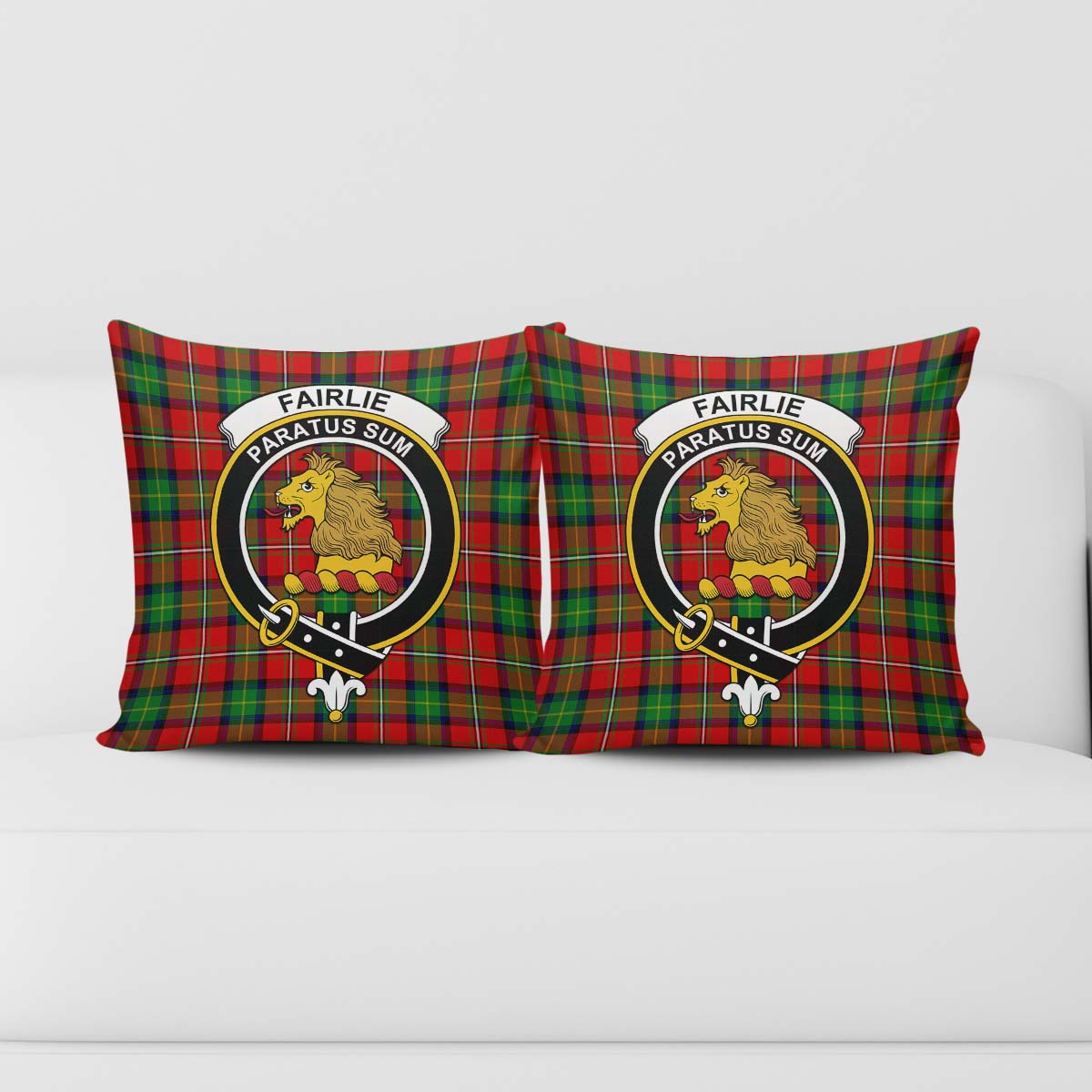 Fairlie Modern Tartan Pillow Cover with Family Crest - Tartanvibesclothing