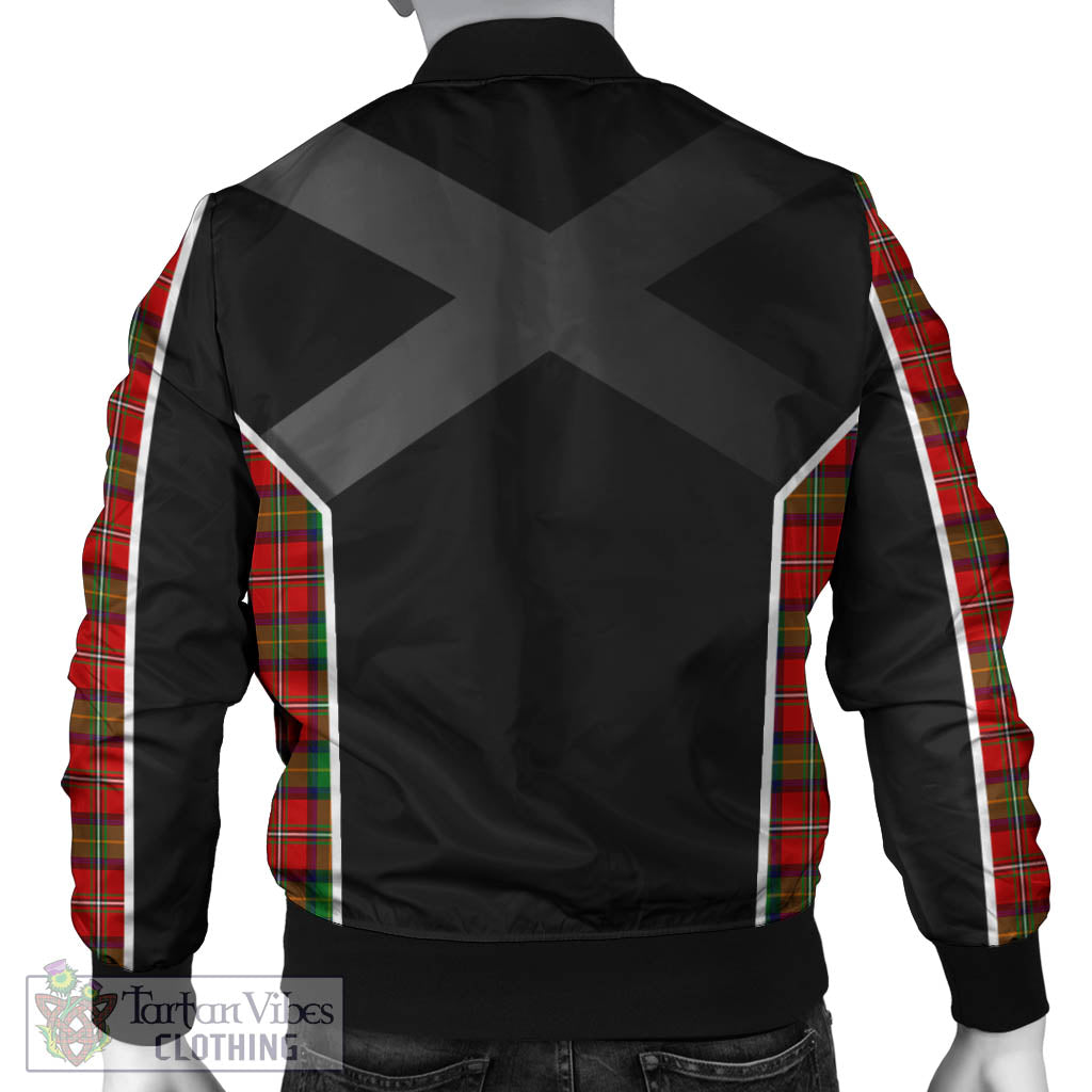 Tartan Vibes Clothing Fairlie Modern Tartan Bomber Jacket with Family Crest and Scottish Thistle Vibes Sport Style