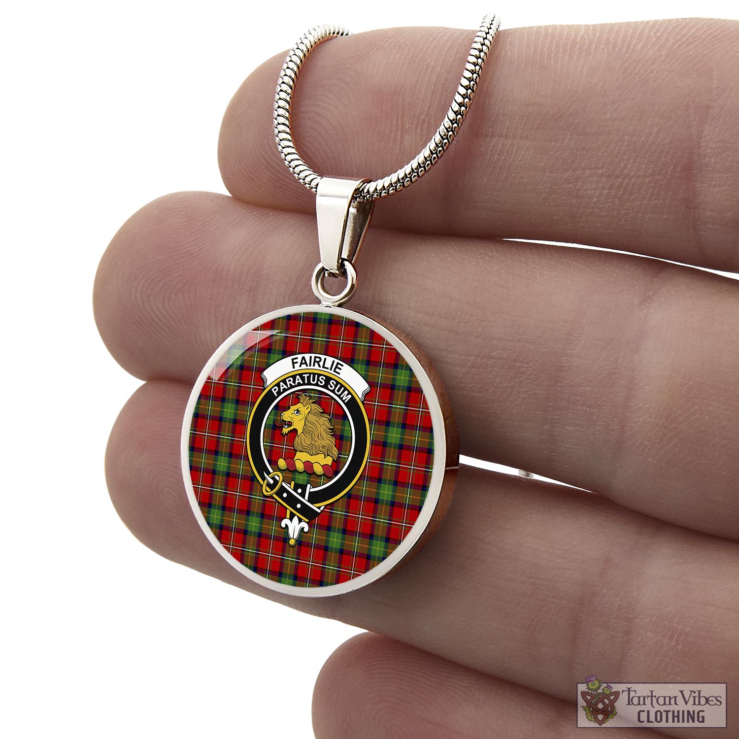 Tartan Vibes Clothing Fairlie Modern Tartan Circle Necklace with Family Crest