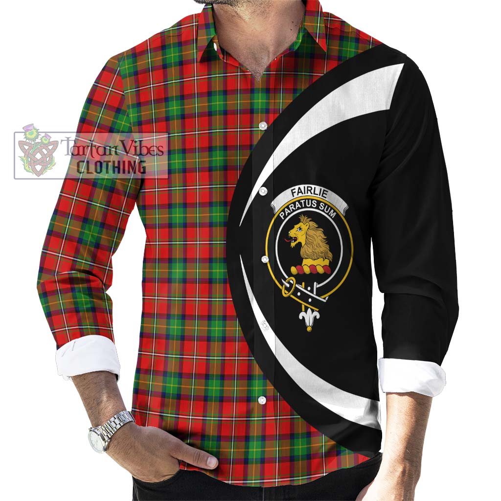 Fairlie Tartan Long Sleeve Button Up with Family Crest Circle Style - Tartan Vibes Clothing